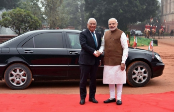 Prime Minister of Portugal António Costa at Ceremonial Reception at Rashtrapati Bhawan during his State visit to India (January 7, 2017)