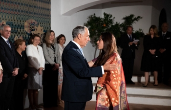 Ambassador H.E. Mrs. K. Nandini Singla greeting President H.E. Dr. Marcelo Rebelo de Sousa on Portugal Day at the Convent of Santa Clara in Portalegre (09.06.2019)