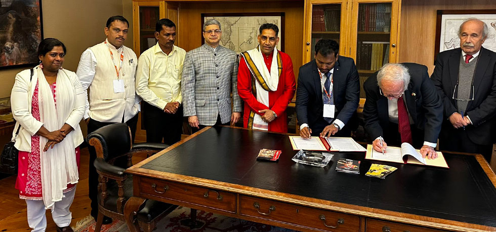 The signing of MoU for strengthening ties between Govt. of Goa and Fundacao Oriente during the Visit of  Hon'ble minister of Goa Sh. Govind Gaude ji