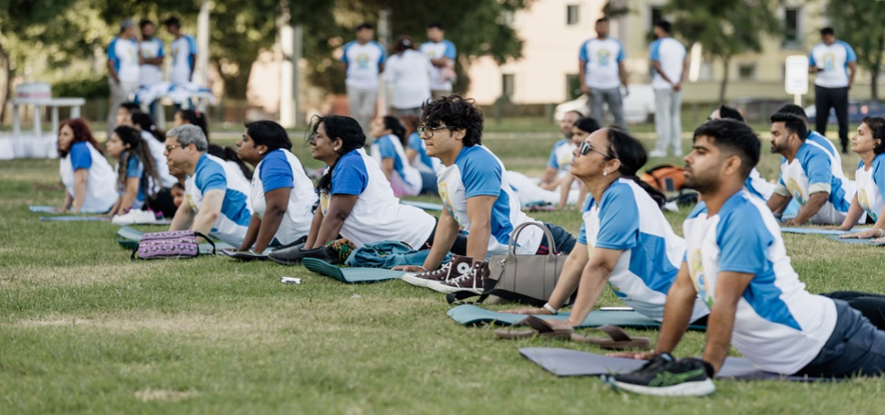 Embassy of India celebrated yoga day at Historic Belem tower Garden in Lisbon, Portugal