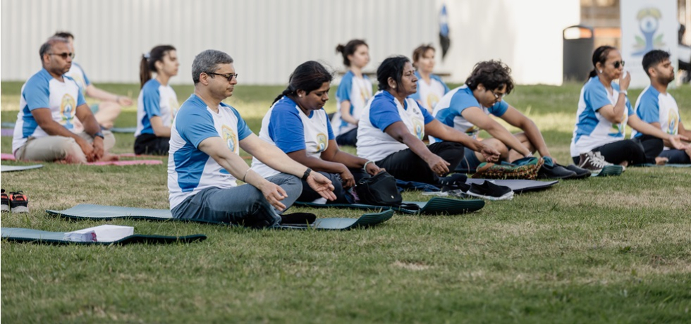 Embassy of India celebrated yoga day at Historic Belem tower Garden in Lisbon, Portugal